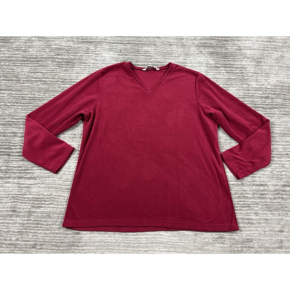 Gander Mountain Guide Series Sweater Womens XXL Red V-Neck‎ Long Sleeve Fleece
